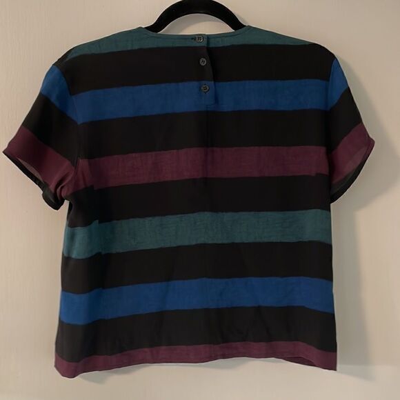 Jones New York vintage 100% silk stripe jacket and matching shell set size 6 - Picture 4 of 9